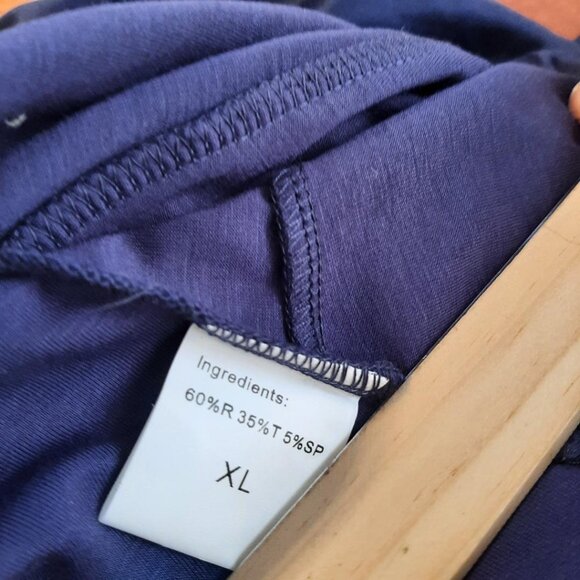 NEW ! Lsisi Long Sleeveless V Neck Evening Gown With A Split Dark Blue Size XL - Picture 7 of 8